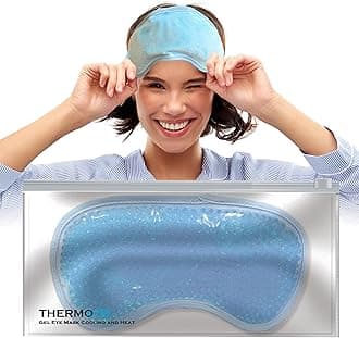 Gel Eye Mask - Cooling Eye Mask with One-Side Plush Fabric, Flexible Gel Beads & Elasticated Strap - Hot & Cold Eye Masks for Puffy Eyes, Tired Eyes & Discomfort - Warm & Cool Gel Eye Mask