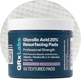 Glycolic Acid Pads - 20% Resurfacing Pads AHA for Face & Body - Exfoliates Skin Surface and Reduces Appearance of Fine Lines and Wrinkles - Acne Treatment Clearing - Daily Pads - 50ct