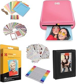 Kodak Step Instant Color Photo Printer with Bluetooth/NFC, ZINK Technology & Kodak App for iOS & Android (Pink) Starter Bundle