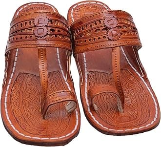 ComfertkartFabulous Famous Kolhapuri Chappal Sandal Slipper with Grippers for Men Stylish Original Leather Ethinic Wedding Footwear