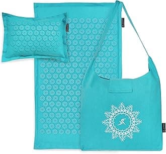 ProsourceFit Ki Acupressure Mat and Pillow Set with 100% Natural Linen for Back/Neck Pain Relief and Muscle Relaxation