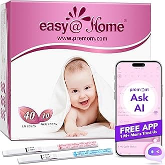 Ovulation Test Kit Powered by Premom Predictor APP,40 and 10 Pregnancy Strips,40LH +10HCG