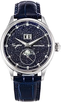 Sugess MoonPhase Master 41mm SU2528STRA V3 BlueGold Stone Dial ST2528 Automatic Mechanical Mens Wrist Watch Seagull 1963