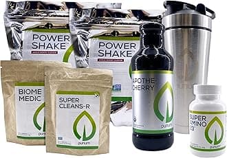 Purium Cleansing + Fitness Bundle - Includes Power Shake (Apple Berry), Apothe-Cherry, Super Amino 23, Super CleansR, Biome Medic, & Blender Bottle