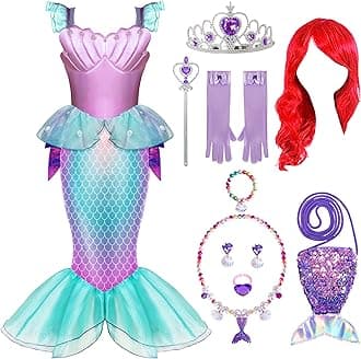 Halloween Mermaid Costume for Girls, Little Mermaid Dress, Princess Dress Up for Girls 4-6 for DressUp