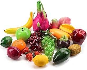 20 Pcs Artificial Fruits Pack, Fake Fruits for Home Decor, Simulation Fruit Set, Party Chirstmas Decortion(Strawberry,Kiwi...)