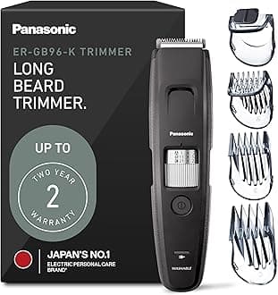 Long Beard Trimmer for Men, 58 Length Settings and 4 Attachments to Cut and Detail, Corded or Cordless Beard Trimmer for Men – ER-GB96-K (Black)