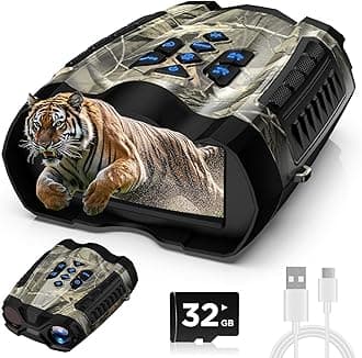 Night Vision Goggles, 4K Binoculars with Camera, 3.5" HD Display and 32GB TF Card, 9 Gear Night Vision, 16X Digital Zoom, 5000mAh Battery Nightvision