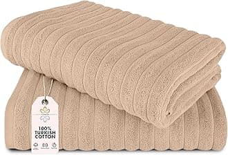 Classic Turkish Towels CTT - Premium 2 Piece Jumbo Bath Sheets, 100% Turkish Cotton, Absorbent & Ultra Comfy Bath Towel Sheets for Hotels & Spa | 40"x65" (Almond Beige)