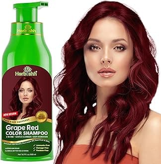 Herbishh Hair Color Shampoo For Gray Hair – Natural Hair Dye Shampoo – Colors Hair In Minutes–Long Lasting–500 Ml–3-In-1 Hair Color–Ammonia-Free | (Grape Red)