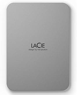 LaCie Mobile Drive Moon 2TB, External Hard Drive Portable, USB-C, PC Mac iPad & iPhone, with Adobe Creative Cloud (STLP2000400)