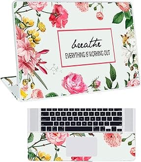 Floral D20 Top+Wrist Pad Vinyl Laptop Skin/Sticker/Cover for 13 to 13.3 Inches Laptops Laminated-Removable-HD Quality Compatible for Hp-Dell-Sony-Lenovo-Asus etc.(13x9.2 Inches)