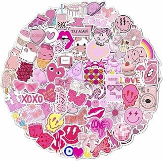 BulbaCraft 100Pcs Preppy Stickers for Water Bottle and Laptop - Preppy Party Favors & Decorations, Waterproof Vinyl Decals, Fashion and Fun Stickers, Gifts for Women & Men