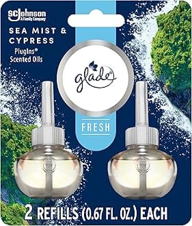 PlugIns Refills Air Freshener, Sea Mist & Cypress, Scented and Essential Oils for Home and Bathroom, 0.67 Fl Oz, 2 Count