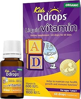 Ddrops Kids Organic Liquid Vitamins – Daily Vitamins A&D Drops for Kids