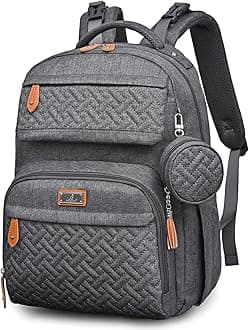 BabbleRoo Diaper Bag Backpack - Travel Large Baby Diaper Bag with Changing pad, Waterproof Baby Bags for Mom & Dad, Unisex Bags with Pacifier Case, Luggage Strap & Stroller Clips - Dark Gray