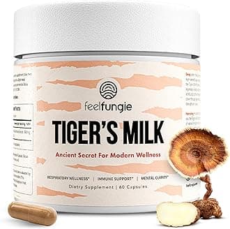 FeelFungie Tiger Milk Mushroom Supplement | Hair Growth & Immune Support | Gut & Digestive Health | Boosts Memory, Focus, Brain Health, Cognitive Focus | Clear Skin, Respiratory & Lung Health