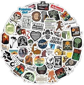 BulbaCraft Arborist Stickers for Water Bottle and Laptop - Nature Party Favors & Decorations, Waterproof Vinyl Tree Decals, Arborist and Forestry Stickers Laptop Decals, Gifts for Women & Men