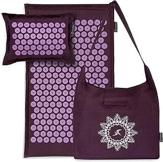 ProsourceFit Ki Acupressure Mat and Pillow Set with 100% Natural Linen for Back/Neck Pain Relief and Muscle Relaxation