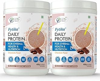 FYTIKA HEALTHCARE PRODUCTS Daily Protein | Protein Powder For Adults With 37 Essential Vitamins & Minerals, | 50% Protein Per Serve |For Women & Men | Net - 400G (Chocolate, Pack Of 2)