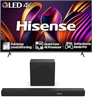 Hisense TV & Soundbar Bundle: 65E7NQTUK PRO TV with Quantum Dot Colour Plus the HS3100 Soundbar with 480W Power, Direct Surging Sound, The Perfect Match for the ultimate Audio-Visual Experience