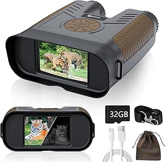 Night Vision Goggles Rechargeable - Full-Color Infrared Binoculars with FHD 1080P, 1968FT Viewing Range for Hunting, Includes 32GB Memory Card for Photo and Video Storage