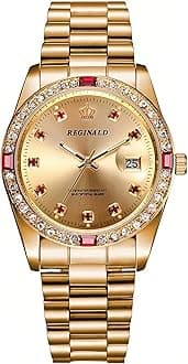 Luxury Unisex Watches Crystal Diamond Stainless Steel Watches Quartz Calendar Big Face Wrist Watch for Women Men