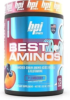 BCAA Powder - Best Aminos, Post Workout Recovery Drink with Glutamine, Branched Chain BCAAs Amino Acids, Hydration & Recovery, 25 Servings, Plumberry Flavor