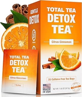 – Total Tea Slimming Detox Tea Caffeine Free, Herbal Blend with Chamomile, Hibiscus and Ginger Root for Colon Cleanse Weight Management Drinks – Natural Citrus&Cinnamon for Digestive Health (25 Bags)
