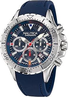 Men's NST Chrono Blue Silicone Strap Watch (Model: NAPNSF201), Blue