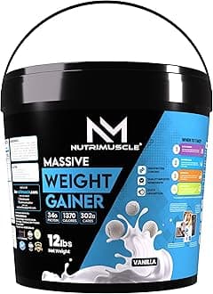 Massive Weight Gainer - 12 lbs - Vanilla Flavour - For Weight & Mass Gain - Contains Complex Carbohydrates,Protein and Imported Ingredients