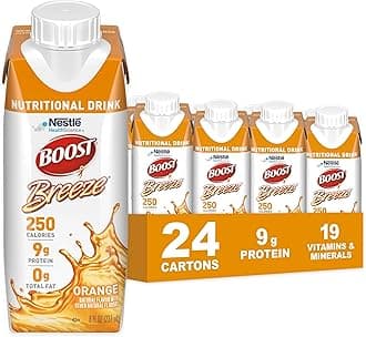 Breeze Clear Nutritional Drink - 250 Calories - 19 Vitamins & Minerals - 9 g Protein – Fortified Clear with Vitamin A & Zinc - Orange Flavor - 8 fl oz (Pack of 24)