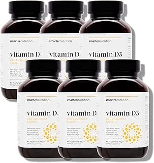 - SMARTERNUTRITION Vegan Vitamin D3 5000 IU + Natural Vitamin K2 1100 mcg in Organic Coconut & Olive Oil - D3 K2 Supplement for Immune & Bone Support - 360 Softgels[180 Day Supply]