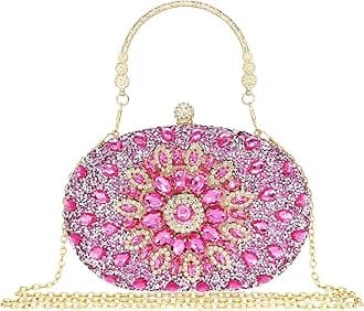 Rhinestone Clutch Purses for Women Evening Wedding Formal Round Pearl Clasp Handbag for Party Prom