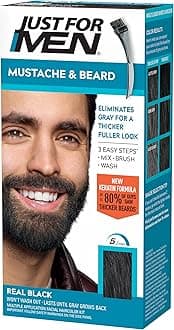 Mustache & Beard multiple uses Beard Dye for Men with Brush Included, With Keratin Biotin Aloe and Coconut Oil for Healthy Facial Hair - Real Black, M-55, Pack of 1 (Packaging May Vary)