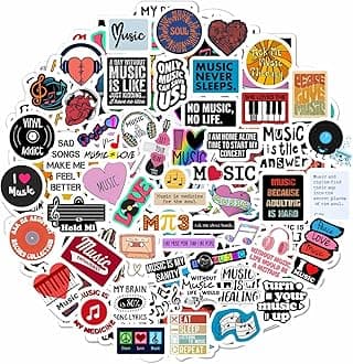 BulbaCraft 100Pcs Music Stickers for Water Bottle & Laptop, Musical Stickers & Decals for Adults &, Gifts for Music Lovers & Musicians, Teachers, Students - Music Themed Birthday Party Decorations