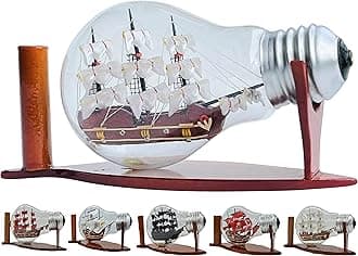 HMS Victory Ship in a Bottle Decorative Glass Nautical Decor Collection Display Unique Gift Handmade Miniature Boat Model for Tabletop Watercraft Warship Historical Ocean LAMP-555