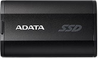 ADATA SD810 500G IP68 Water Resistance Up to 2000 MB/s USB 3.2 Gen 2 USB-C External Solid State Drive - Black for iPhone 15/Pro/Max, Android (SD810-500G-CBK)