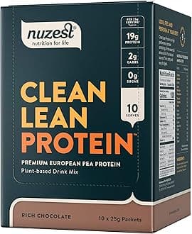 Pea Protein Powder - Clean Lean Protein, Premium Vegan Plant Based Protein Powder, Dairy Free, Gluten Free, GMO Free, Protein Shake, Rich Chocolate, 0.9 oz, (Pack of 10)