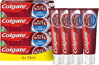 Max White Optic Toothpaste, Whitening Toothpaste, Clinically Proven to Remove up to 100 Percent Surface Stains*, Toothpaste Multipack, 4 Pack, 75ml Tubes