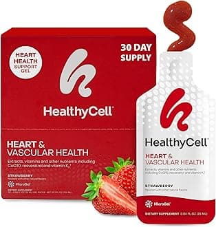 Healthycell Heart & Vascular Health Daily Liquid Supplement - Cardiovascular Support with Beet Root Powder, Resveratrol, CoQ10, Omega-3 & Vitamin K - 30 Gel Packs