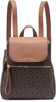 Women's Elaine Signature Key Item Flap Backpack, Brown/Khaki/Luggage Saffiano, One Size