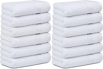 Luxury Hotel Cotton Towel Set Bath Towels, Hand Towels and Washcloths. (12x12 Washcloths, 12-Pack, White)