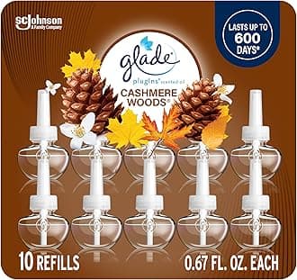 PlugIns Refills Air Freshener, Scented and Essential Oils for Home and Bathroom, Cashmere Woods, 6.7 Fl Oz, 10 Count