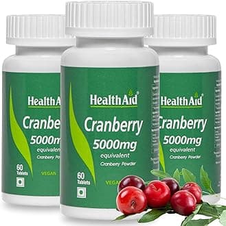 HealthAid Cranberry Health Supplement For Men & Women - Pack Of 3 | Promotes Energy & Stamina | Supports Kidney Health, Urological Health & Manage UTIs | Antioxidant Rich Supplement | Gluten Free