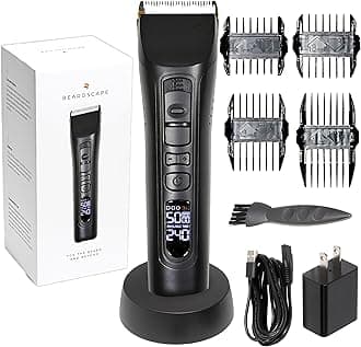 Brio Beardscape V1 Beard Trimmer for Men Professional with Low Friction Ceramic Blade, Cordless Professional Hair Trimmer for Barbers with 4 Hrs of Long Battery Timing, Ideal for Beard & Body (Black)