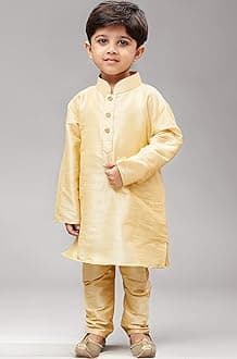 JBN Creation Boys' Kurta Pyjama Set | Silk Blend Kids Ethnic Wear | Festive Traditional Clothing for Holi & Eid