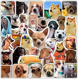 BulbaCraft Dog Meme Stickers - White, Cartoon, 1 Sheet, Indoor Use