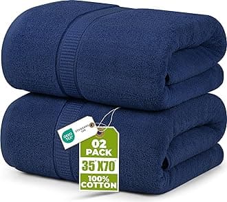 Utopia Towels - Luxury Jumbo Bath Sheet (35 x 70 Inches, Navy Blue) - 600 GSM 100% Ringspun Cotton Super Absorbent Oversized Bath Towels - Super Soft Hotel Quality Towels (Pack of 2) 35" x 70" Blue
