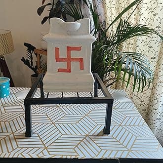 Niyara Ceramic Tulsi Pot – Traditional Plant Holder with Elegant Design (White Tulsi Pot with Stand)